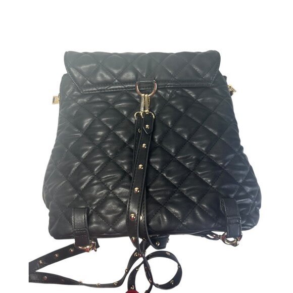 Bebe Los Angeles Back Pack Black Quilted Side Zip Purse - Picture 4 of 14
